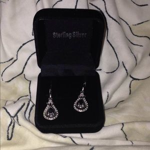 New Sterling Silver &Genuine Sapphire Earrings